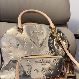 Michael Kors Metallic Gold Purse and Wallet Set